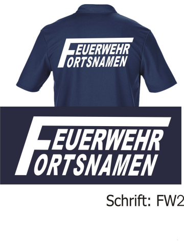 Functional-Polo navy, font "FW2" with place-name