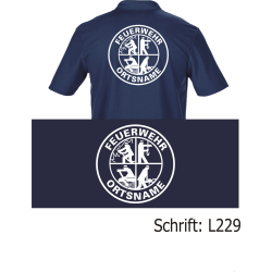 Functional-Polo navy with Logo, FEUERWEHR and place-name...