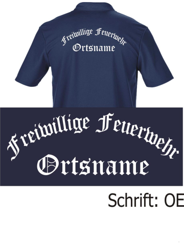 Functional-Polo navy, font "OE" (old german font) with place-name