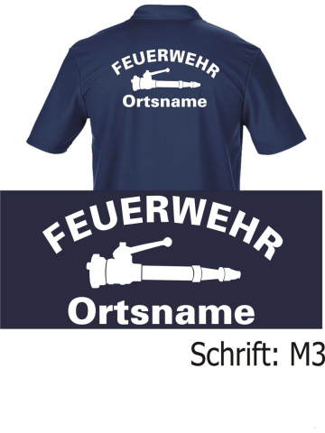 Functional-Polo navy, font "M3" (Strahlrohr) with place-name