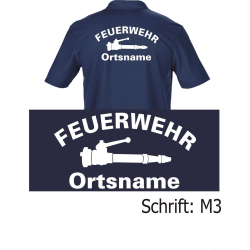 Functional-Polo navy, font "M3" (Strahlrohr) with place-name