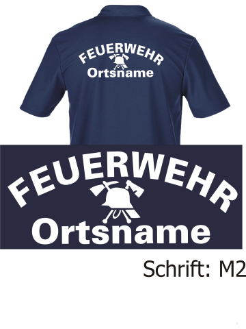 Functional-Polo navy, font "M2" (FW-Helm) with place-name