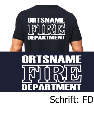 Polo Schrift "FD" (Fire Department) mit Ortsnamen