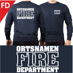 Sweat mit Schriftzug "FD" (Fire Department) + ORTSNAME