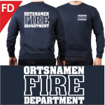Sweat con font "FD" (Fire Department) + nome del luogo