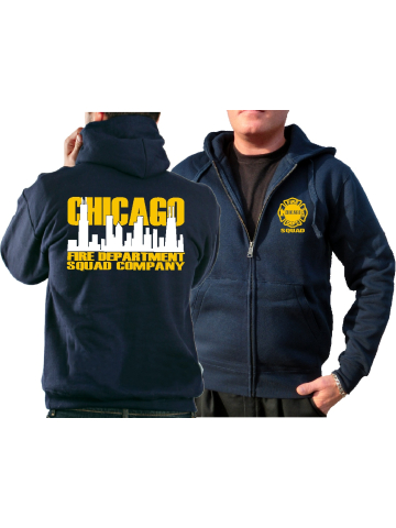 CHICAGO FIRE Dept. Hooded jacket navy, Squad zweifarbige Skyline (white/yellow)