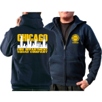 CHICAGO FIRE Dept. Hooded jacket navy, Squad zweifarbige Skyline (white/yellow)