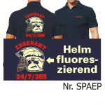 Polo navy, MSA-Helm (fluoreszierend), EHRENAMT + 24/7/365 in rot