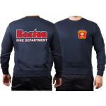 Sweat blu navy, Boston Fire Dept., Boston-font
