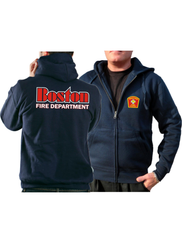 Hooded jacket navy, Boston Fire Dept., Boston-font