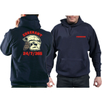 Hoodie azul marino, MSA-Helm (fluoresz.), EHRENAMT + 24/7/365 rojo