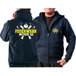 Giacca con cappuccio blu navy, FEUERWEHR NOTRUF 112 con assin (bianco/giallo)