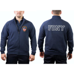 Sweat jacket navy, New York City Fire Dept. with farbigem Brustemblem and Outline-Rückenfont