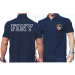 Polo azul marino, New York City Fire Dept. con fabrigem Brustlogo y Outline-fuente auf Rücken