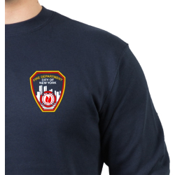 Sweat blu navy, New York City Fire Dept., Brustlogo e Outline-font