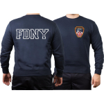 Sweat blu navy, New York City Fire Dept., Brustlogo e Outline-font