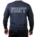 Sweat blu navy, New York City Fire Dept., Brustlogo e Outline-font