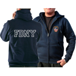 Kapuzenjacke navy, New York City Fire Dept. mit fabrigem Brustlogo und Outline-Schriftzug auf Rücken, S