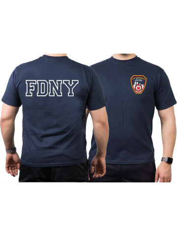 T-Shit blu navy, New York City Fire Dept. con Brustlogo, M