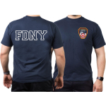 T-Shit blu navy, New York City Fire Dept. con Brustlogo, M
