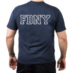 T-Shirt navy, New York City Fire Dept. mit Brustlogo, XL