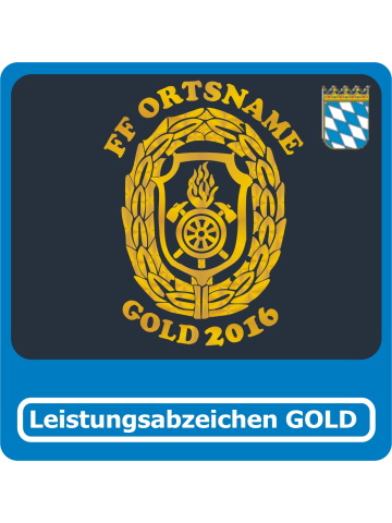 T-Shirt badge de réussite Bayern Stufe 3 (GOLD) avec FF nom de lieu