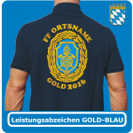 T-Shirt badge de réussite Bayern Stufe 4 (GOLD-BLAU) avec FF nom de lieu