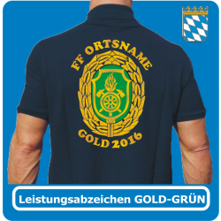 T-Shirt achievement badge Bayern Stufe 5 (GOLD-GRÜN) with FF place-name