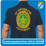 T-Shirt achievement badge Bayern Stufe 5 (GOLD-GRÜN) with FF place-name