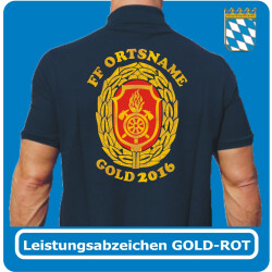 T-Shirt Leistungsabzeichen Bayern Stufe 6 (GOLD-ROT) mit FF Ortsname