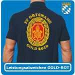T-Shirt achievement badge Bayern Stufe 6 (GOLD-red) with FF place-name