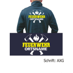 SmartSoftshelljacke navy, font "AXG" FEUERWEHR place-name with axes in white/yellow