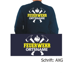 Sweat font "AXG" FEUERWEHR place-name with axes...