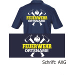 Polo font "AXG" FEUERWEHR place-name with axes in white/yellow