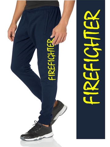 Sweathose azul marino, FIREFIGHTER fuente W en neonamarillo