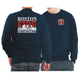 Sweat azul marino, Boston Fire Dept. con Boston-Skyline...