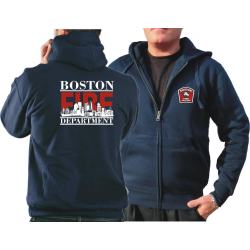 Chaqueta con capucha azul marino, Boston Fire Dept. con...