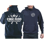 CHICAGO FIRE Dept. axes and flames, SILVER edition, blu navy Hoodie