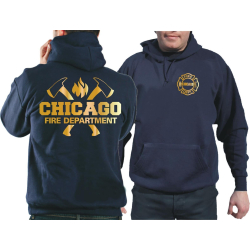 CHICAGO FIRE Dept. axes and flames, GOLD edition, navy...