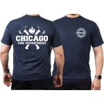 CHICAGO FIRE Dept. axes and flames, azul marino T-Shirt