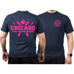 CHICAGO FIRE Dept. axes and flames neonpink, azul marino...
