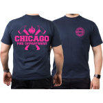 CHICAGO FIRE Dept. axes and flames neonpink, blu navy T-Shirt