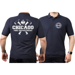 CHICAGO FIRE Dept. axes and flames, SILVER edition, navy...