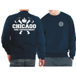 CHICAGO FIRE Dept. axes and flames, blu navy Sweat