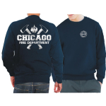 CHICAGO FIRE Dept. axes and flames, SILVER edition, azul marino Sweat