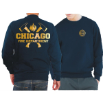 CHICAGO FIRE Dept. axes and flames, GOLD edition, azul marino Sweat