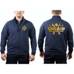 CHICAGO FIRE Dept. Sweat jacket navy, with axes and Standard-Emblem, gold Edition