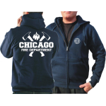 CHICAGO FIRE Dept. Veste à capuche marin, avec axes et Standard-Emblem, white