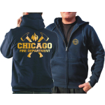 CHICAGO FIRE Dept. Hooded jacket navy, with axes and Standard-Emblem, gold