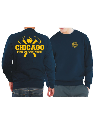 CHICAGO FIRE Dept. axes and flames in yellow, navy Sweat